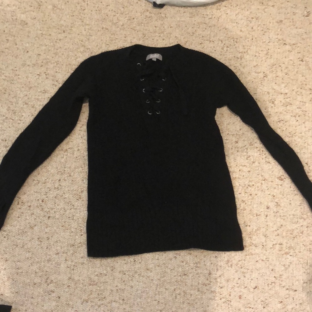 Black lace up sweater
